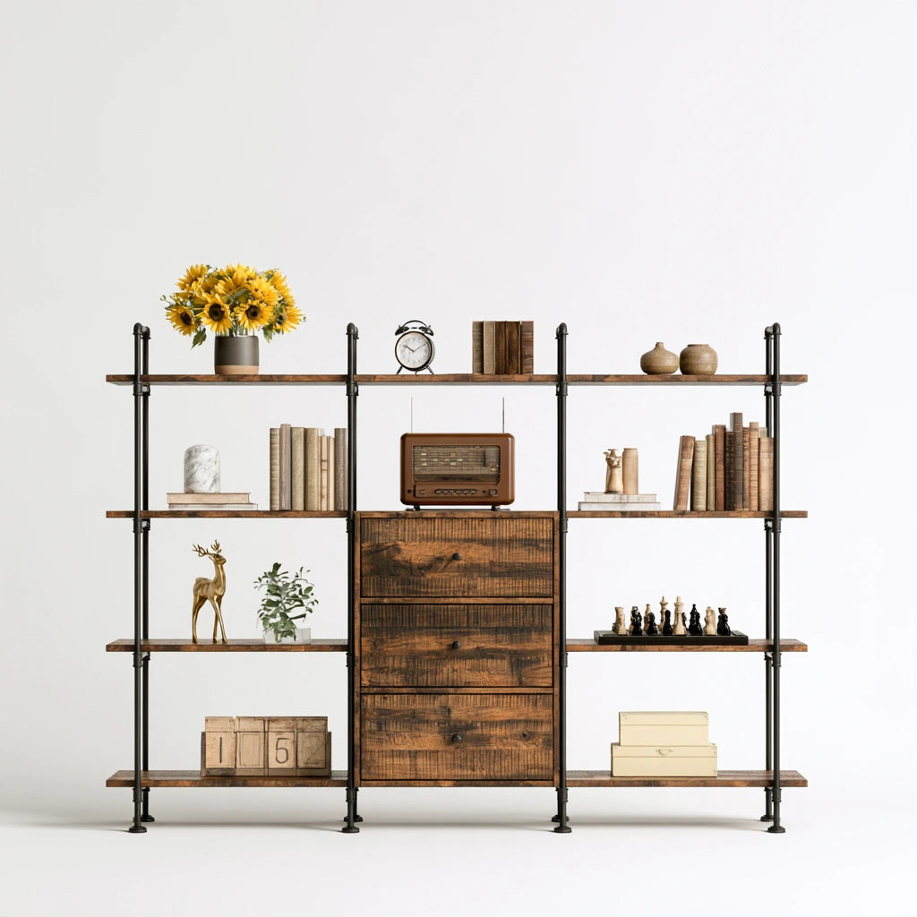 Libreria a giorno in legno, colore marrone chiaro